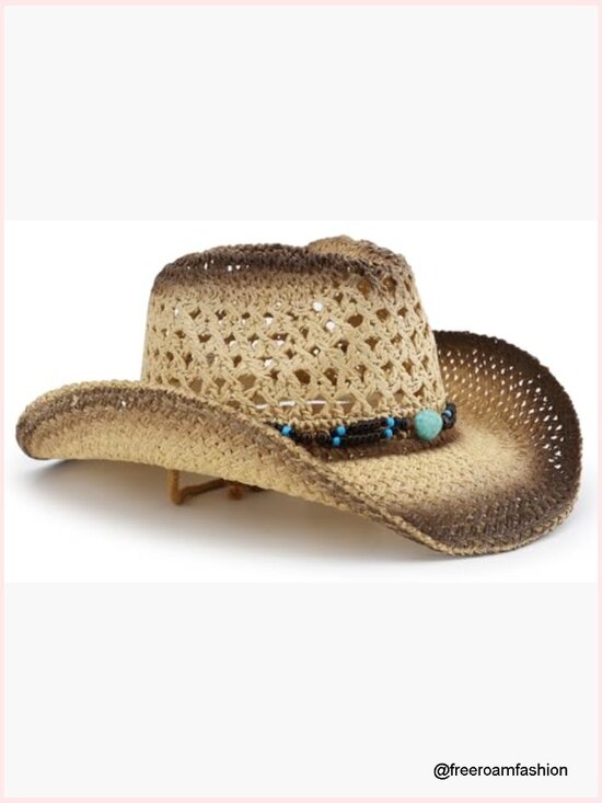 Straw Cowboy Hat, Adjustable Unisex Western Hat, Breathable Sun Protection, main image 5